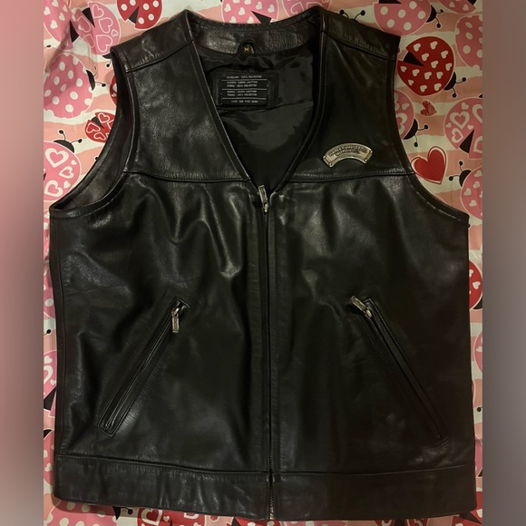 Harley Davidson Men’s Leather Vest Size Medium Excellent - Picture 2 of 14